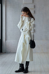 Asymmetric Layered Wrap Skirt
