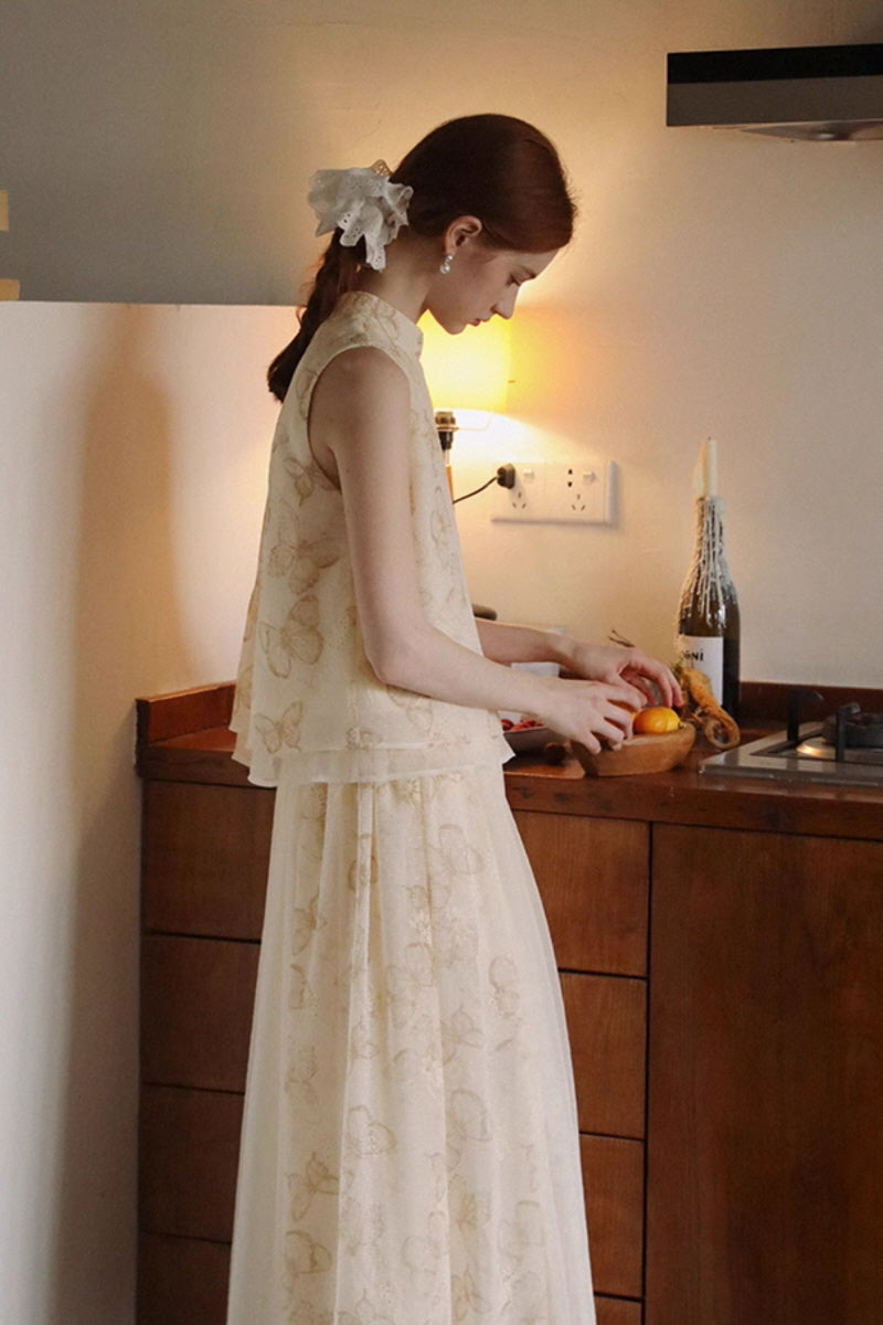 Gentle Wind Butterfly Print Skirt