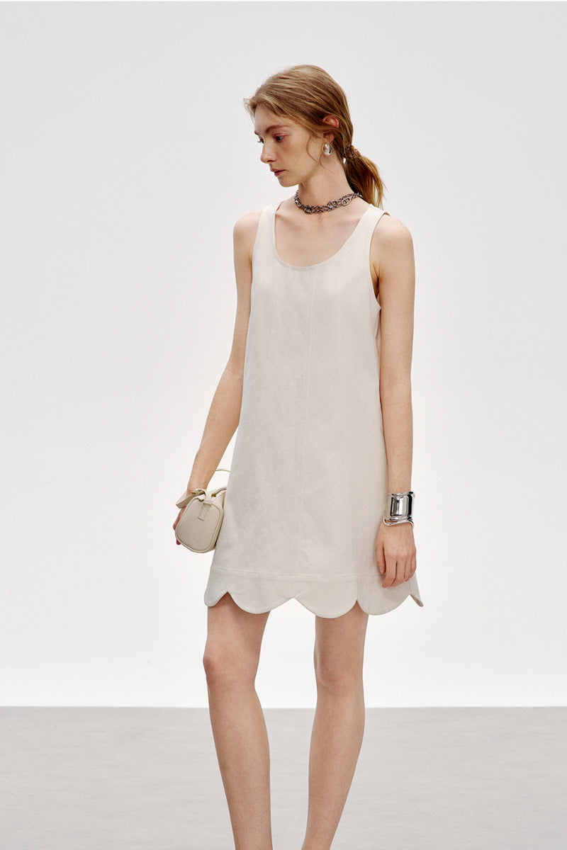 Petal Hem Sleeveless Vest Dress