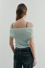 One-Shoulder Off-Shoulder Knit Two-Piece Top