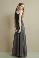 Irregular Panel Pleated Slanted-Shoulder Dress