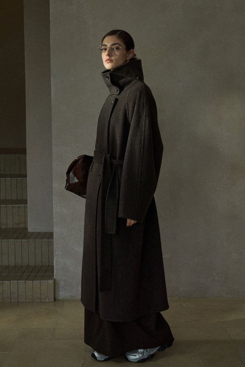 High-Neck Double-Breasted Reversible Coat