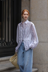 Ruffle Trim Loose Fit Shirt