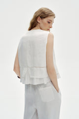 Cut-Out Embroidery Loose Sleeveless Vest Blouse