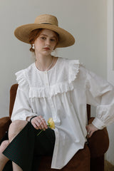 Fly Sleeve Cutout Panel Long Shirt