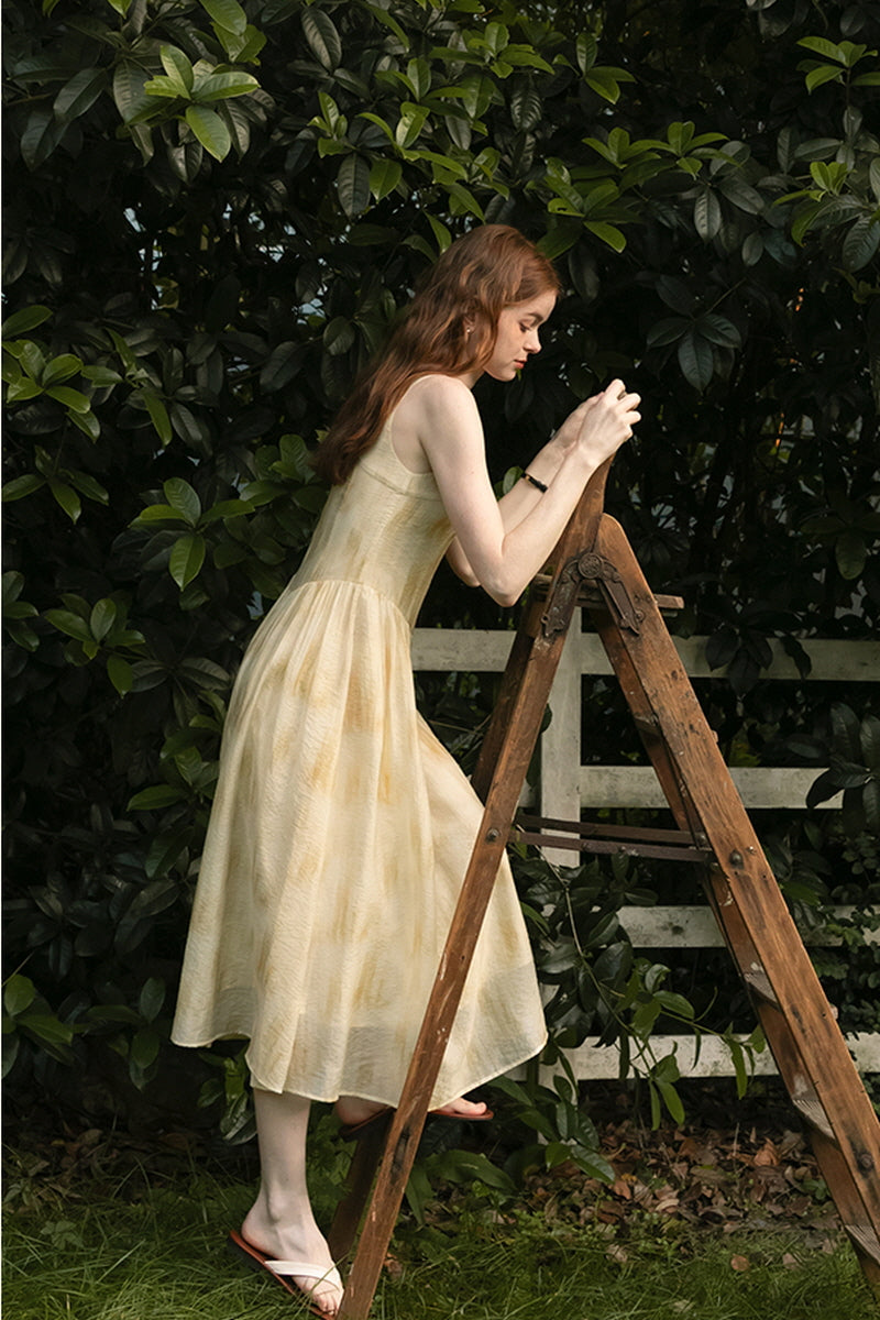 Square Neck High Waist Slim Slip Dress