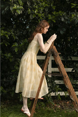 Square Neck High Waist Slim Slip Dress