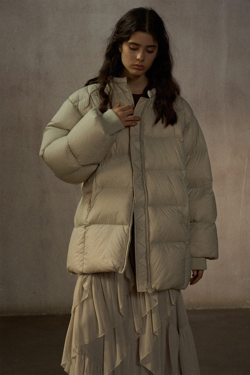 Quilted Crew Neck Down Jacket