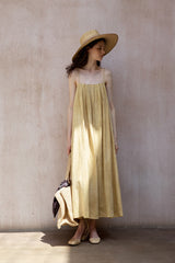 Pleated Backless Slip Dress