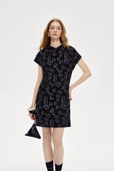 Asymmetric Button Stand Collar Mini Dress