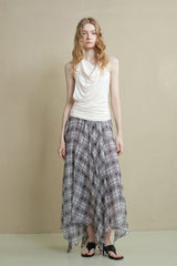 Slanted Shoulder Swing-Neck Vest Top