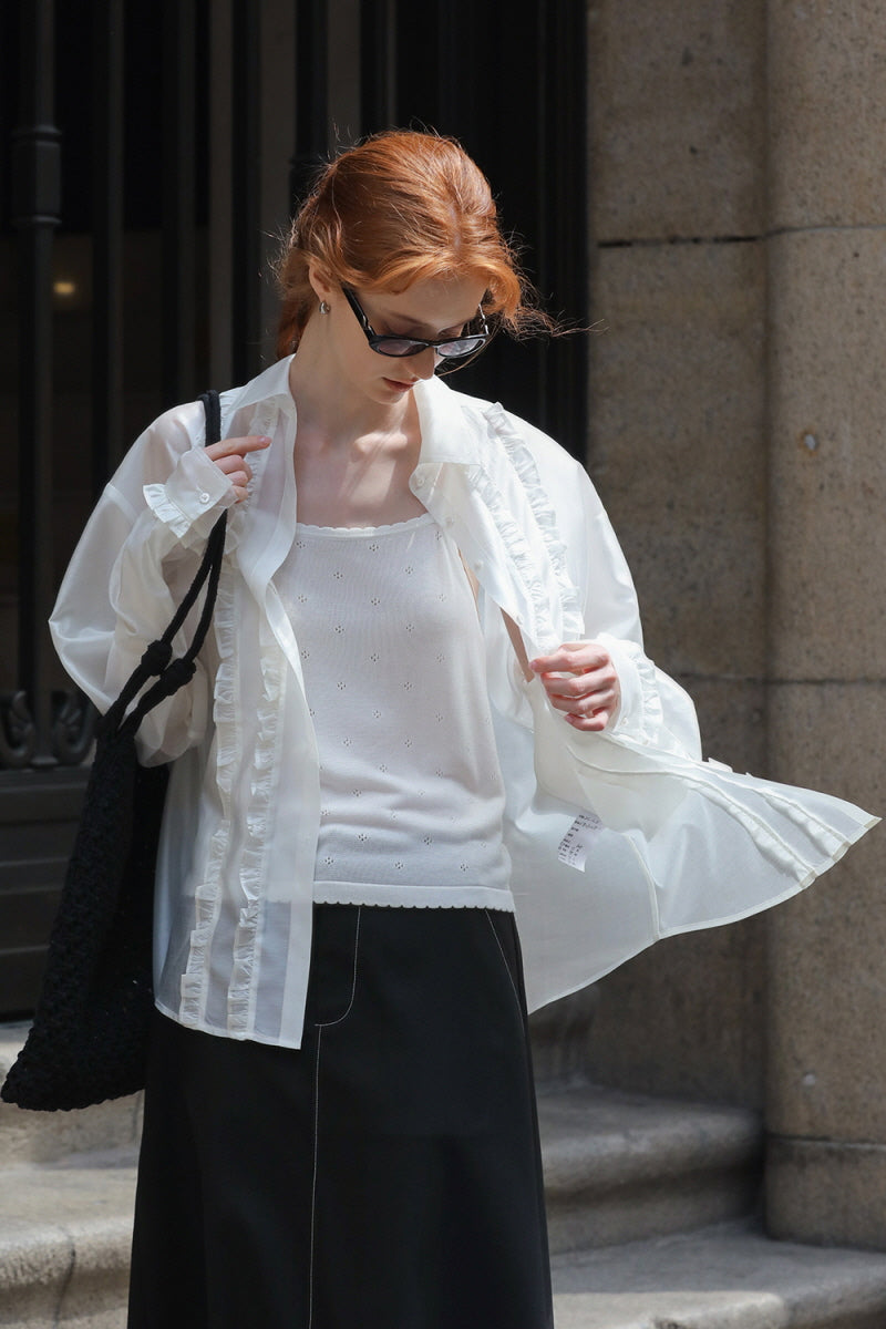Ruffle Trim Loose Fit Shirt