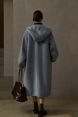 Hooded Elastic Cuff Long Coat