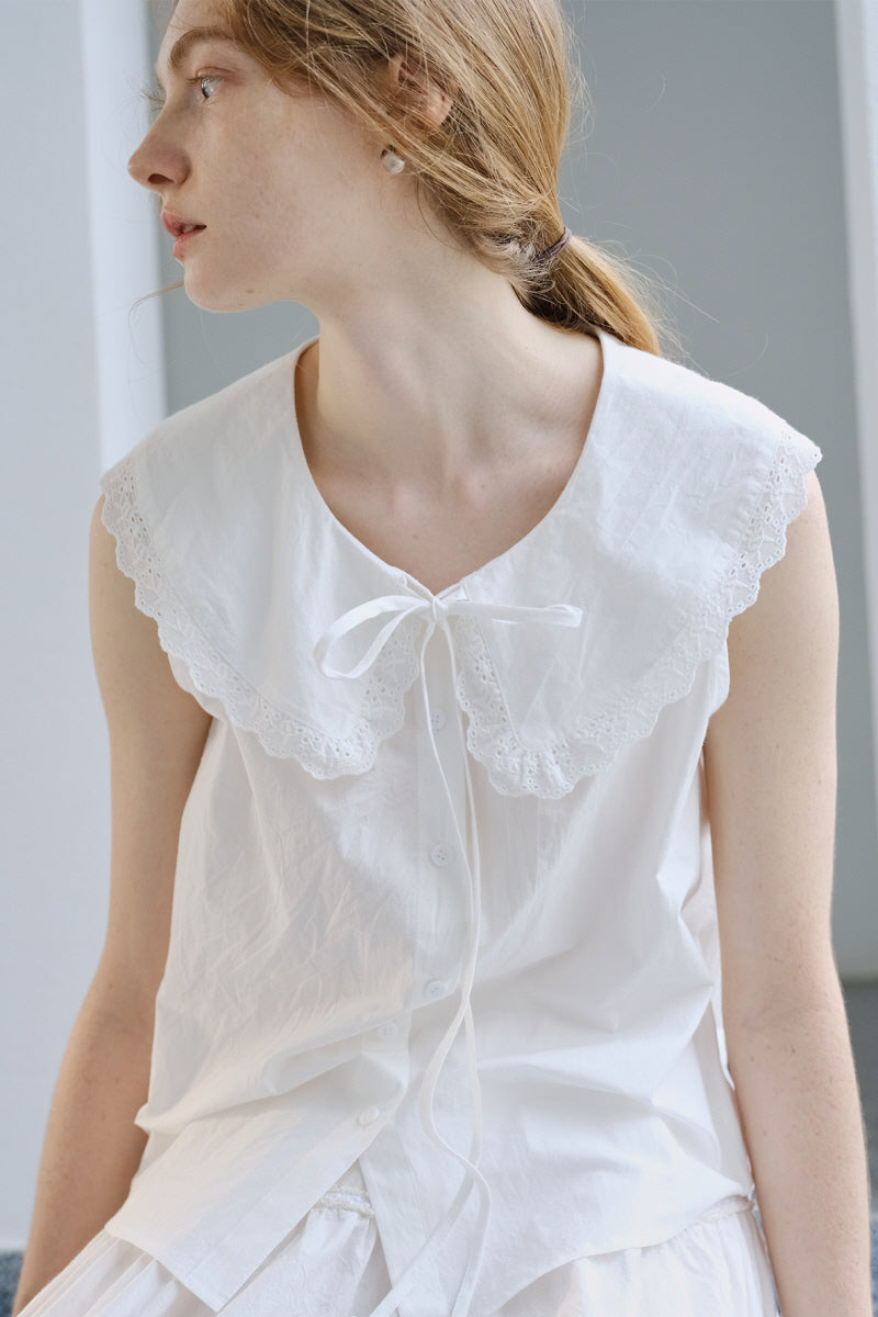 Floral Trimmed Lace-Up Top