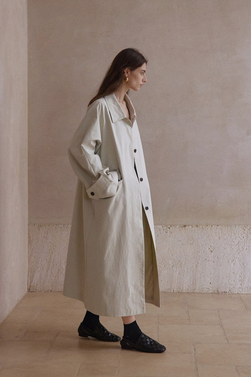 Textured Tunic Long Trench Coat