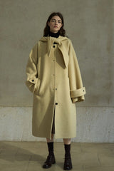 Hooded-Scarf Patch-Pocket Coat