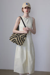 French Solid Color Pocket Dress