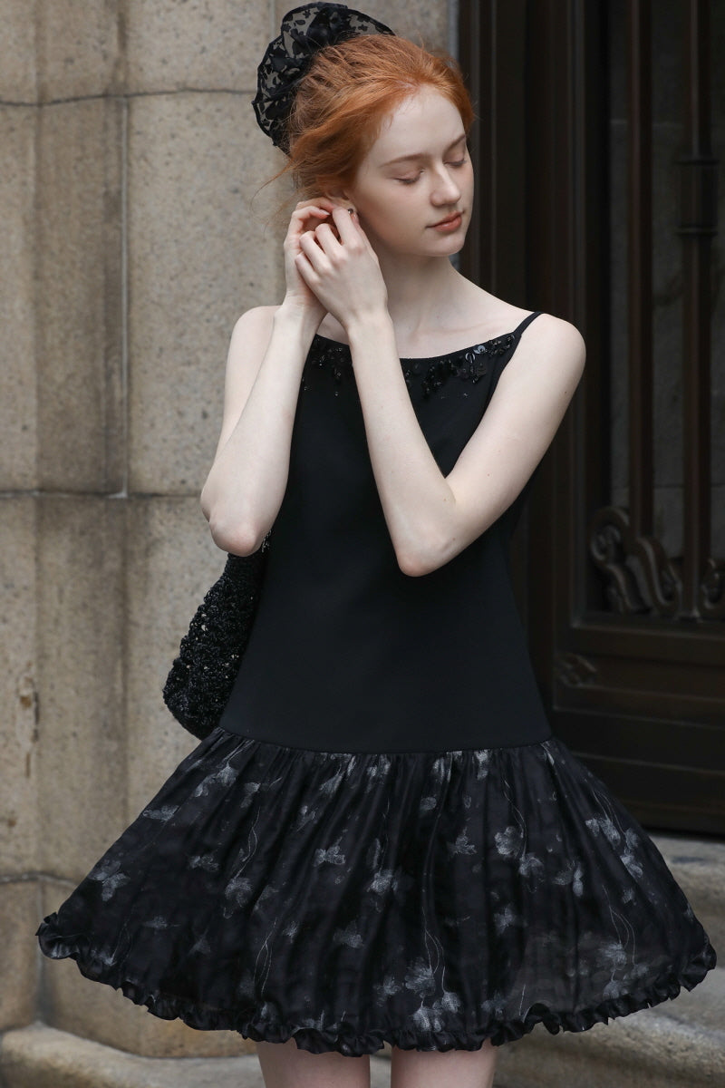 Beaded Spliced Slip Dress