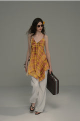 Irregular Check Camisole Top