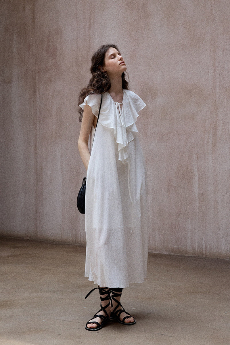 Ruffle Drape Sleeveless Dress