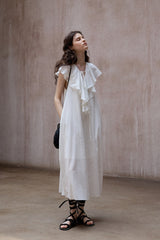 Ruffle Drape Sleeveless Dress