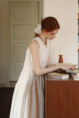 Drawstring V-Neck Sleeveless Long Dress