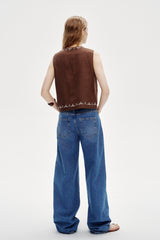 Three-Dimensional Embroidery V-Neck Vest Top