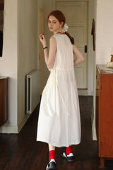 Drawstring V-Neck Sleeveless Long Dress