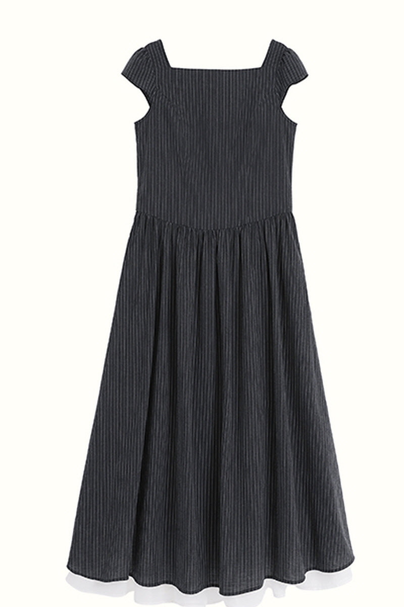 Square Neck Small Fly Sleeve Casual Dress