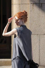 Sleeveless Pleated Shirt Top