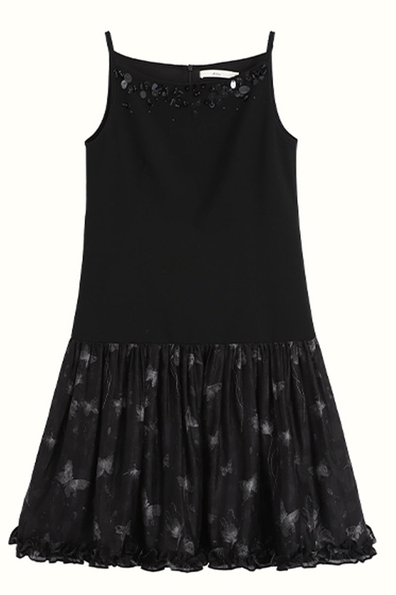 Beaded Spliced Slip Dress