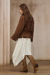 Irregular Waist-Seal Midi Skirt