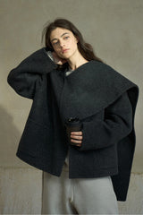 Scarf Collar Reversible Tweed Jacket