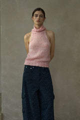 Spotted Turtleneck Knit Vest