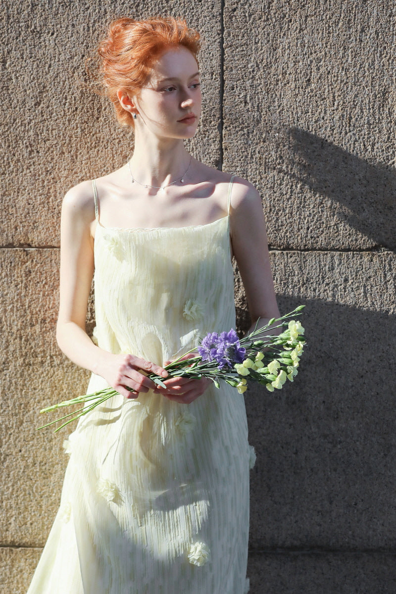Three-Dimensional Relief Square Neck Slip Dress