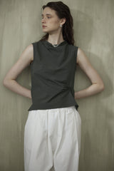 French Stand Collar Sleeveless Blouse