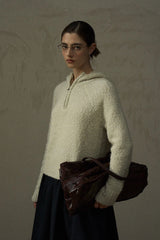 Semi-Turtleneck Beaded Pullover Sweater