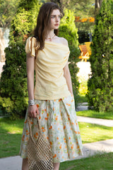 Vintage Pleated A-Line Umbrella Skirt