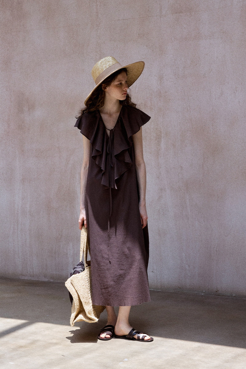 Ruffle Drape Sleeveless Dress