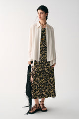 Lace-Up Dropped-Shoulder Long Sleeve Shirt
