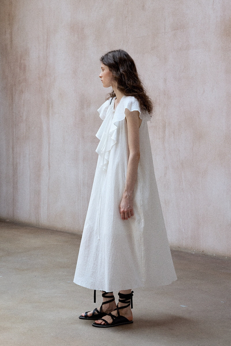 Ruffle Drape Sleeveless Dress