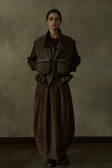 Stand-Collar Cinched-Waist Padded Vest
