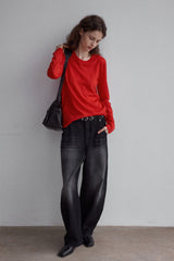 Sweet Rain Knitted Long Sleeve T-Shirt