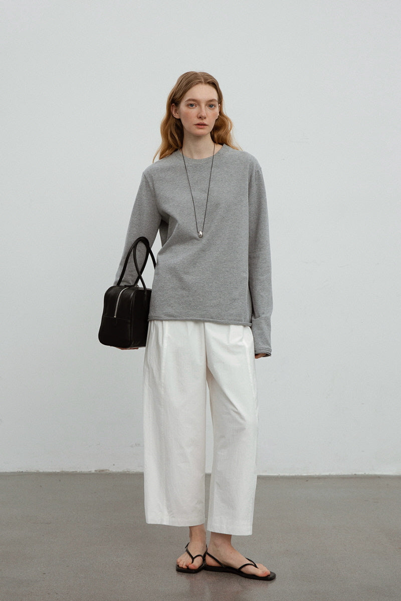 Split Seam Rolled Long Sleeve T-Shirt