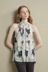Twisted Pleated Halterneck Vest