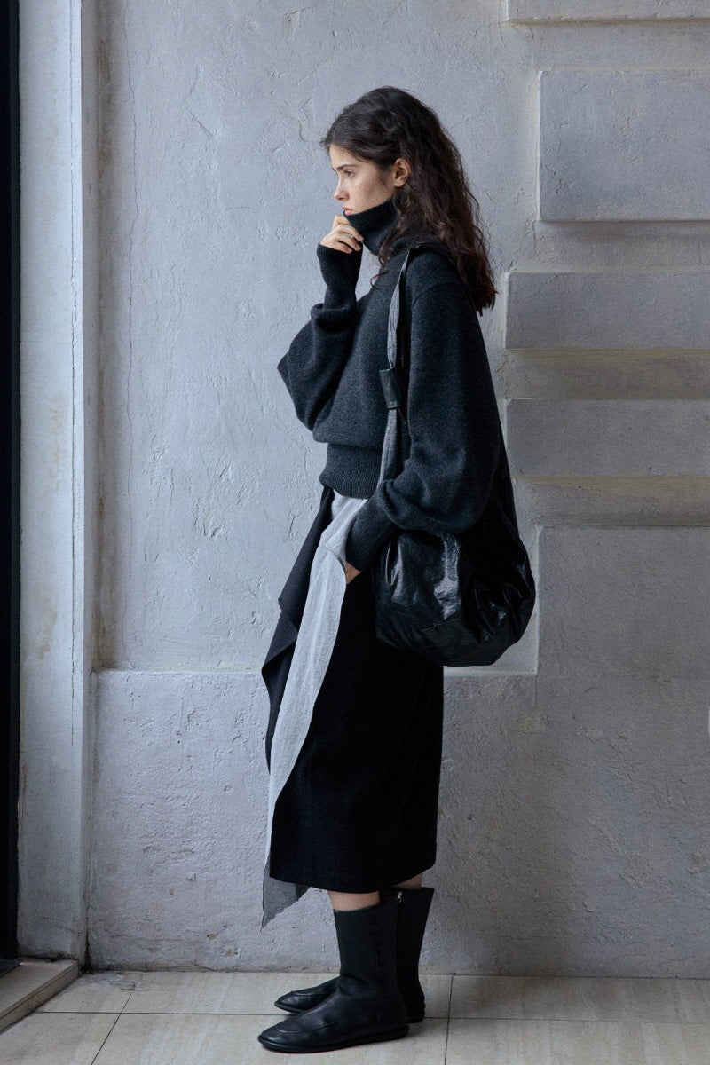 Asymmetric Layered Wrap Skirt