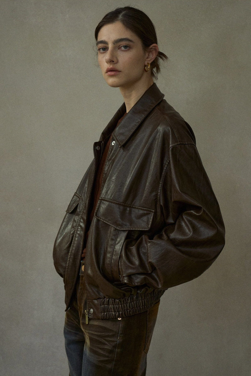 Distressed Loose Leather Jacket
