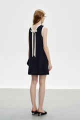 Contrast Back Bow Short Dress
