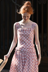 Square Neck Checkered Slip Dress