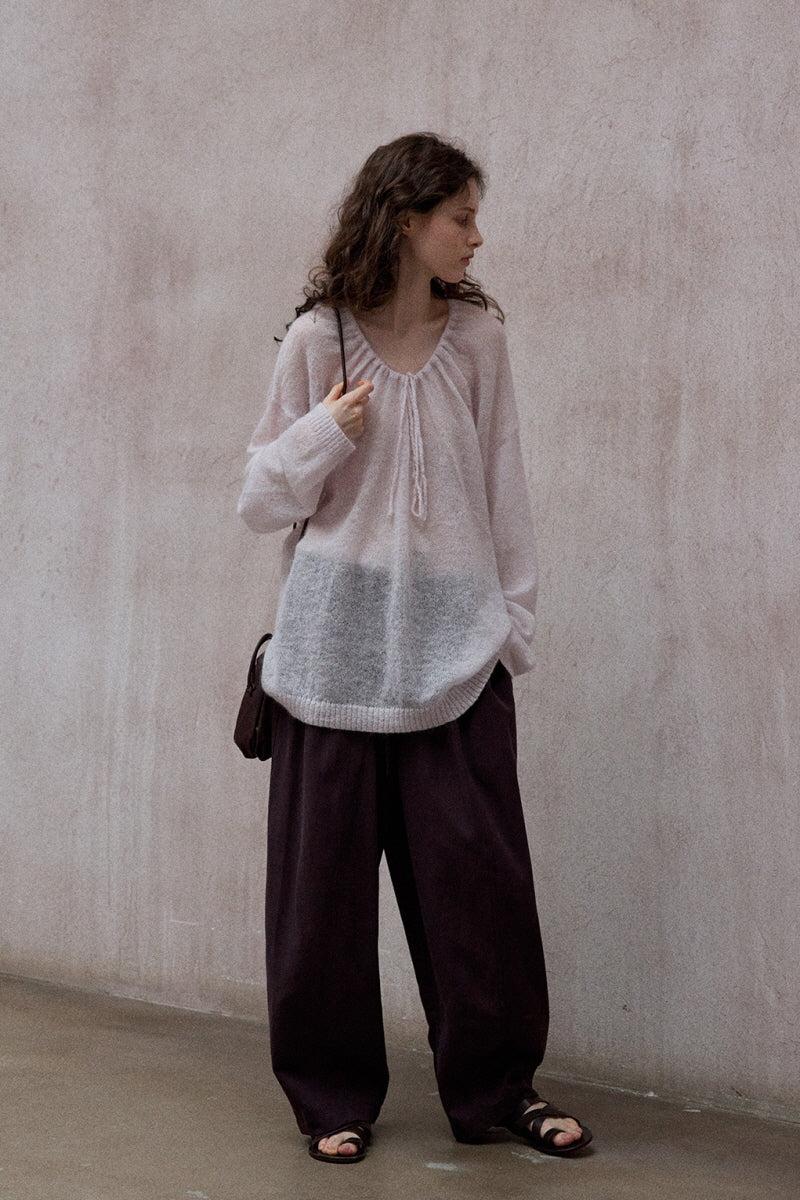 Drawstring Loose Pullover Sweater